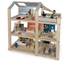 small foot Domček pre bábiky s nábytkom, prírodný