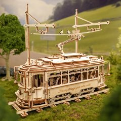 RoboTime 3D drevená mechanická skladačka Električka