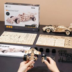 RoboTime 3D drevená skladačka Závodné auto