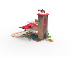 2Kids Toys Drevená garáž s vláčikodráhou