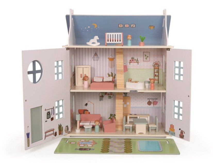 2Kids Toys Domček s bábikami sivý