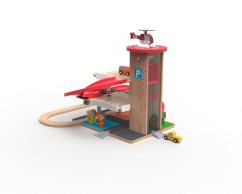 2Kids Toys Drevená garáž s vláčikodráhou