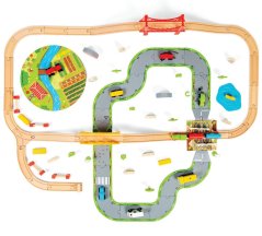 Bigjigs Rail Drevená vláčikodráha s vidieckou cestou 80 dielov