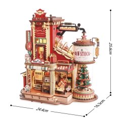 RoboTime 3D drevená skladačka hracej skrinky Kúzelná továreň na darčeky