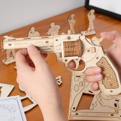 RoboTime 3D drevená mechanická skladačka Revolver Corsac